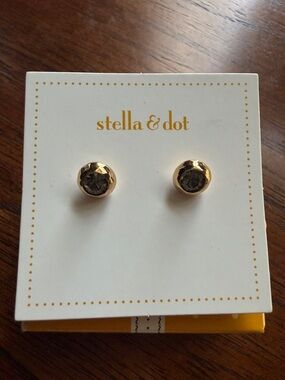 Stella & Dot Gold Studs with Smoky Crystals